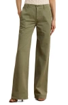 Ralph Lauren Lauren  Wide Leg Cotton Twill Pants In Sage Green