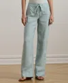 Ralph Lauren Petite Wide-leg Linen Pants In Aqua Pearl