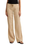Ralph Lauren Lauren  Wide Leg Linen Pants In Birch Tan