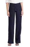Ralph Lauren Lauren  Wide Leg Linen Pants In Lauren Navy