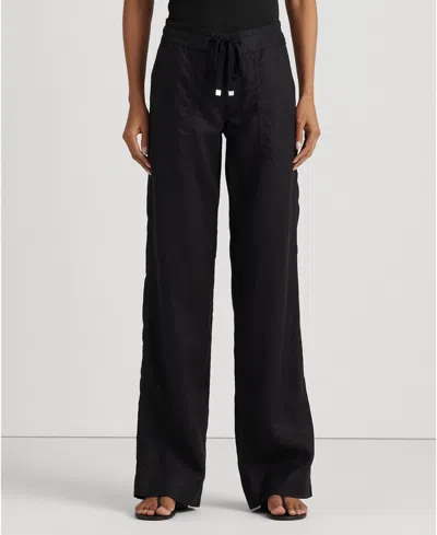 Ralph Lauren Wide-leg Linen Pants In Polo Black