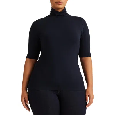 Ralph Lauren Lauren  Willa Scrunch Neck Top In Lauren Navy
