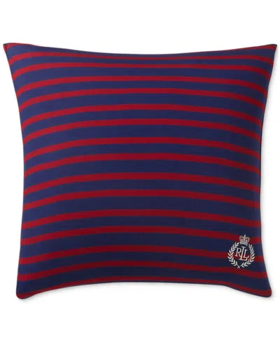 Ralph Lauren Wilson Striped Decorative Pillow, 18" X 18" In Navy Red