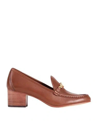 Ralph Lauren Lauren  Winslet Burnished Leather Pump Woman Loafers Tan Size 8 Cow Leather In Deep Saddle Tan
