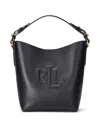 Ralph Lauren Witley Small Leather Bucket Bag In Black