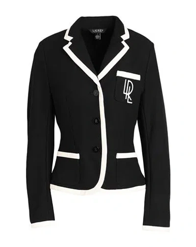 Lauren Ralph Lauren Woman Blazer Black Size 8 Cotton, Elastane