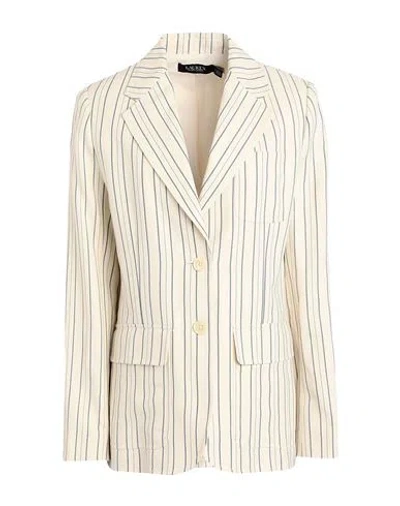 Ralph Lauren Lauren  Woman Blazer Ivory Size 8 Viscose, Cotton, Linen In White