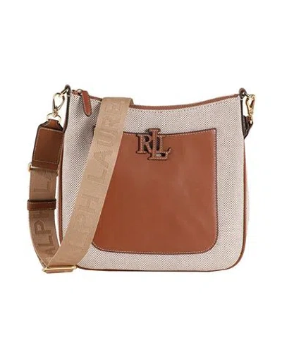 Ralph Lauren Lauren  Woman Cross-body Bag Tan Size - Cotton, Cow Leather In Brown