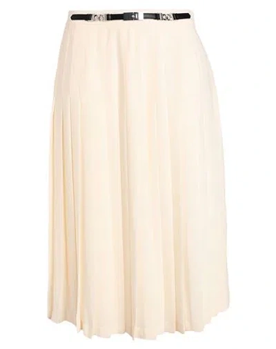 Lauren Ralph Lauren Woman Midi Skirt Cream Size 8 Recycled Polyester, Polyester In Neutral