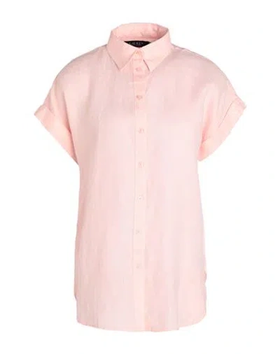 Lauren Ralph Lauren Woman Shirt Light Pink Size L Linen In Pink Opal