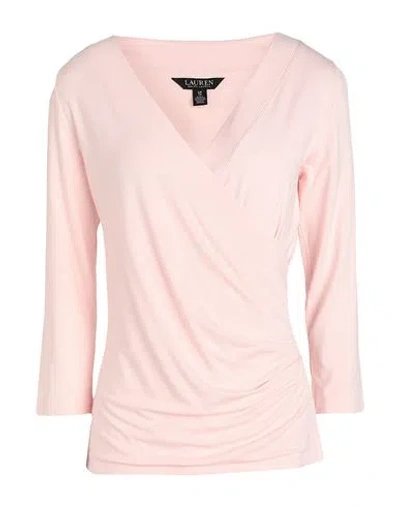 Lauren Ralph Lauren Woman T-shirt Light Pink Size Xl Viscose, Elastane