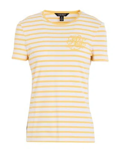 Ralph Lauren Lauren  Woman T-shirt Yellow Size L Cotton, Elastane