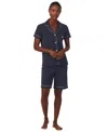 Ralph Lauren Women's 2-pc. Notched-collar Bermuda Pajamas Set In Navy Dot