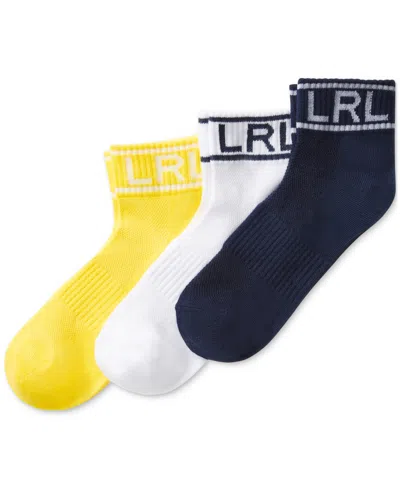 Lauren Ralph Lauren Women's 3-pk. Lrl Quarter Ankle Socks In Navy Assorted