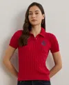 Ralph Lauren Anchor-logo Cable-knit Polo Sweater In Festive Red