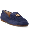 Ralph Lauren Women's Barnsbury Slip-on Driver Loafer Flats In Refined Navy Gold Hardware