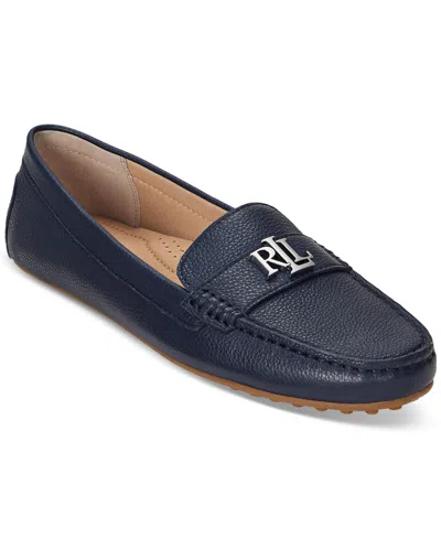 Ralph Lauren Women's Barnsbury Slip-on Driver Loafer Flats In Refined Navy Gold Hardware