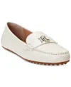 Ralph Lauren Barnsbury Pebbled Leather Driver In Soft White