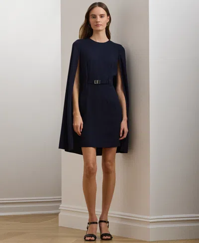 RALPH LAUREN WOMEN'S BELTED CAPE GEORGETTE COCKTAIL DRESS