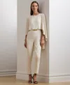 Ralph Lauren Women's Belted Cape Georgette Jumpsuit In Mascrapone Cream