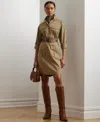 Ralph Lauren Belted Cotton-blend Shirtdress In Madison Tan