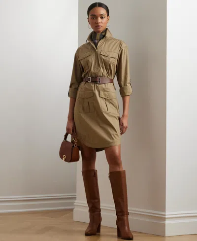 RALPH LAUREN WOMEN'S BELTED COTTON-BLEND SHIRTDRESS