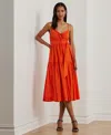 Ralph Lauren Women's Belted Cotton Voile Sleeveless Dress In Orange Lily