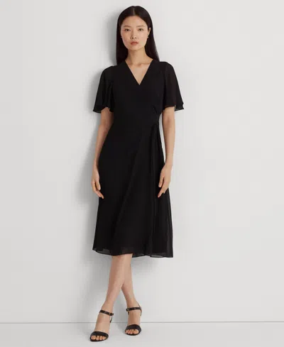 RALPH LAUREN WOMEN'S BELTED GEORGETTE DRESS