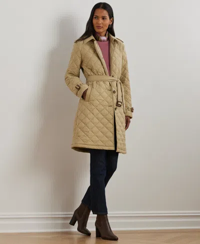 Ralph Lauren Women's Belted Velboa-lined Quilted Trench Coat In Birch Tan