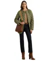 Ralph Lauren Women's Button-front Collarless Coat In Sage Green