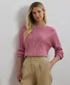Ralph Lauren Petite Cable-knit Cotton-blend Boatneck Sweater In Rose Mauve