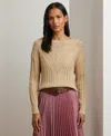 Ralph Lauren Cable-knit Cotton-blend Boatneck Sweater In Sand Dune