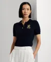 Ralph Lauren Petite Cable-knit Polo Sweater In Lauren Navy