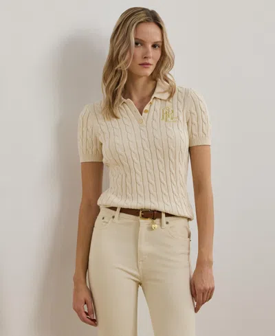 Ralph Lauren Women's Cable-knit Polo Shirt, Regular & Petite In Mascarpone Cream