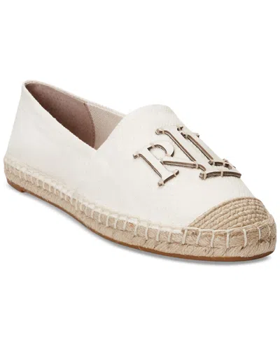 Lauren Ralph Lauren Women's Cameron Iii Logo Slip-on Espadrille Flats In Soft White,natural