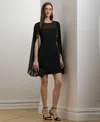 Ralph Lauren Women's Belted Cape Georgette Cocktail Dress In Black