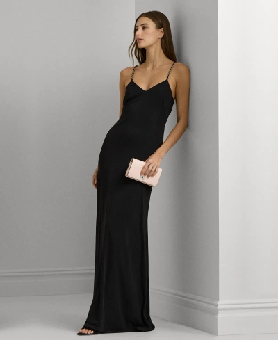 Lauren Ralph Lauren Women's Chain-strap Twisted-back Gown In Black