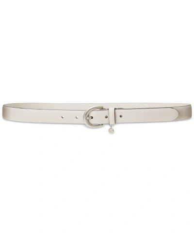 Lauren Ralph Lauren Women's Charm Crosshatch Leather Belt In Soft White