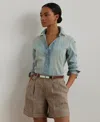 Ralph Lauren Women's Glen Check Pleated Linen Twill Shorts, Regular & Petite In Stella Wash