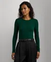Ralph Lauren Cotton-blend Long-sleeve Top In Green