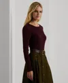 Ralph Lauren Cotton-blend Long-sleeve Top In Red