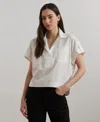 Ralph Lauren Cotton-blend Short-sleeve Camp Shirt In White