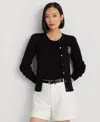 Ralph Lauren Lauren  Cable-knit Cotton Cardigan Woman Cardigan Black Size Xl Cotton