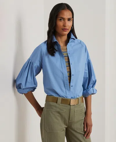 RALPH LAUREN WOMEN'S COTTON POPLIN BLOUSON-SLEEVE SHIRT, REGULAR & PETITE