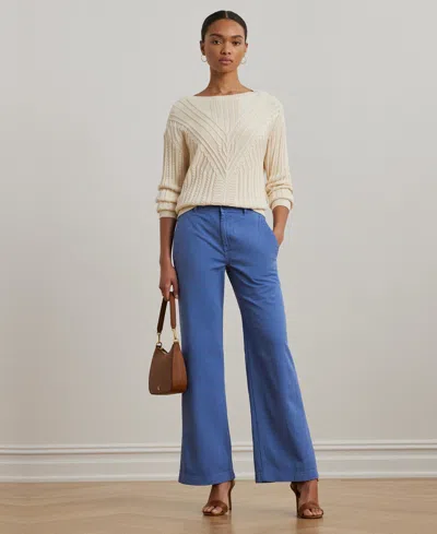 Ralph Lauren Women's Cotton Twill Wide-leg Pants In Medium Blue Wash