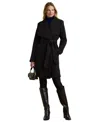 Ralph Lauren Buckle-trim Wrap Coat In Black
