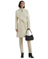 Ralph Lauren Petite Crepe Belted Wrap Coat In Mascarpone