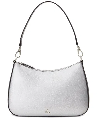 Lauren Ralph Lauren Women's Crosshatch Leather Medium Danni Shoulder Bag In Polished Silver