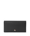 Ralph Lauren Crosshatch Leather Slim Snapped-closure Wallet In Black