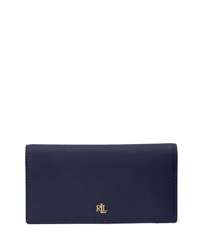 Ralph Lauren Crosshatch Leather Slim Snapped-closure Wallet In Refined Navy